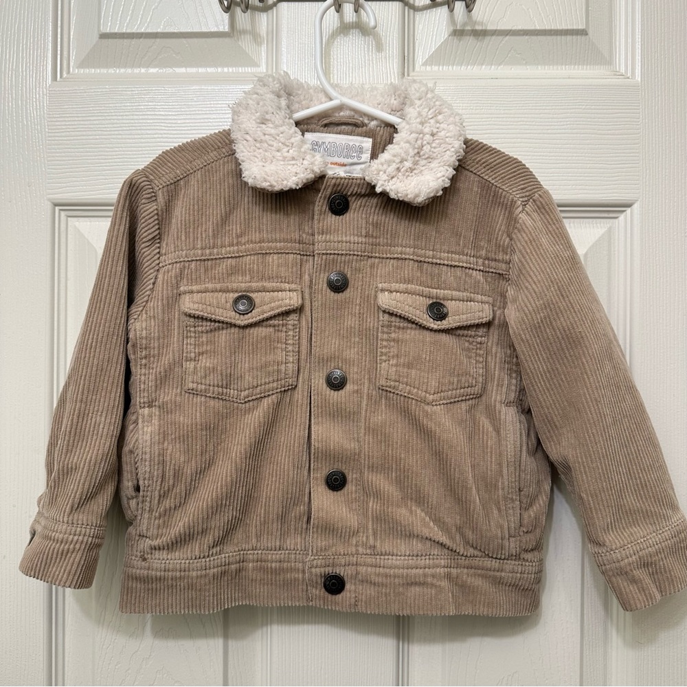 Gymboree Boys Sherpa Collar Corduroy Bomber Jacket Size XXS 3